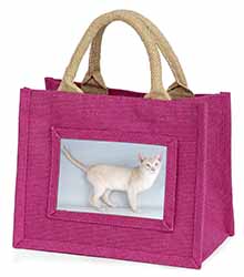 Tonkinese Cat Little Girls Small Pink Jute Shopping Bag