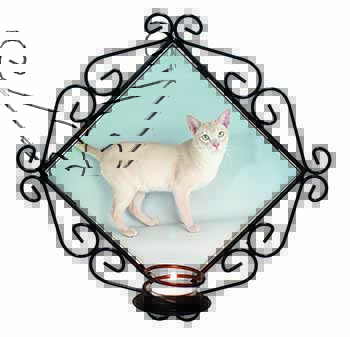Tonkinese Cat Wrought Iron Wall Art Candle Holder