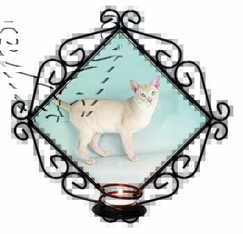 Tonkinese Cat Wrought Iron Wall Art Candle Holder