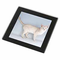 Tonkinese Cat Black Rim High Quality Glass Coaster