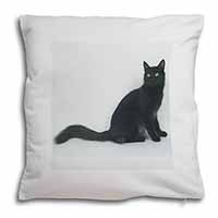 Black Turkish Angora Cat Soft White Velvet Feel Scatter Cushion