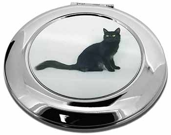 Black Turkish Angora Cat Make-Up Round Compact Mirror