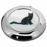 Black Turkish Angora Cat Make-Up Round Compact Mirror