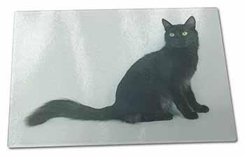 Large Glass Cutting Chopping Board Black Turkish Angora Cat