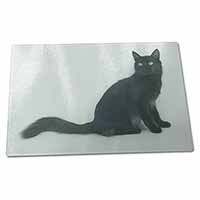 Large Glass Cutting Chopping Board Black Turkish Angora Cat