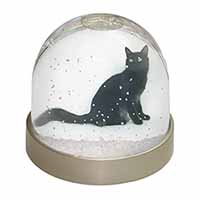 Black Turkish Angora Cat Snow Globe Photo Waterball