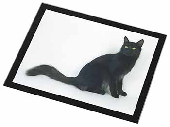 Black Turkish Angora Cat Black Rim High Quality Glass Placemat