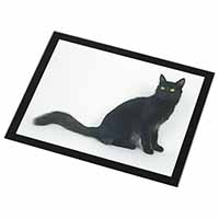 Black Turkish Angora Cat Black Rim High Quality Glass Placemat