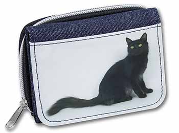 Black Turkish Angora Cat Unisex Denim Purse Wallet