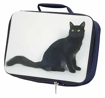 Black Turkish Angora Cat Navy Insulated School Lunch Box/Picnic Bag