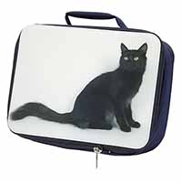 Black Turkish Angora Cat Navy Insulated School Lunch Box/Picnic Bag