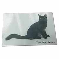Large Glass Cutting Chopping Board Black Cat 