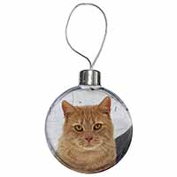 Pretty Ginger Cat Christmas Bauble