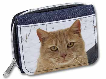 Pretty Ginger Cat Unisex Denim Purse Wallet