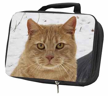 Pretty Ginger Cat Black Insulated School Lunch Box/Picnic Bag