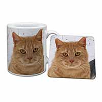 Pretty Ginger Cat Mug and Coaster Set