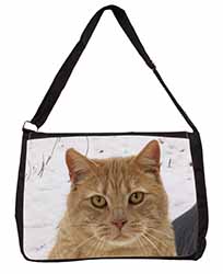 Pretty Ginger Cat Large Black Laptop Shoulder Bag School/College