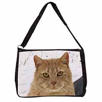 Pretty Ginger Cat Large Black Laptop Shoulder Bag School/College