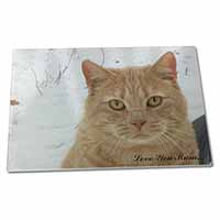 Large Glass Cutting Chopping Board Ginger Cat 