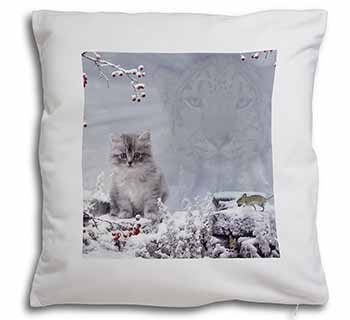 Spirit Cat on Kitten Watch Soft White Velvet Feel Scatter Cushion