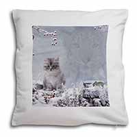 Spirit Cat on Kitten Watch Soft White Velvet Feel Scatter Cushion