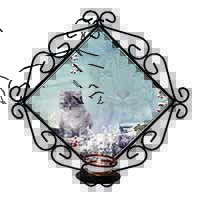 Spirit Cat on Kitten Watch Wrought Iron Wall Art Candle Holder