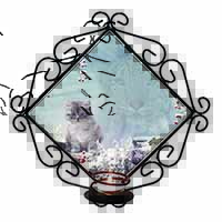 Spirit Cat on Kitten Watch Wrought Iron Wall Art Candle Holder
