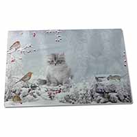 Large Glass Cutting Chopping Board Spirit Cat on Kitten Watch