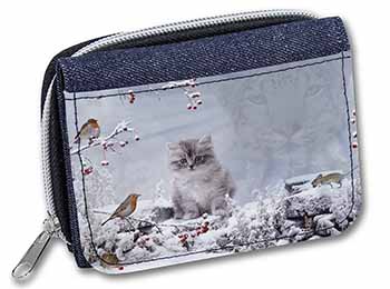 Spirit Cat on Kitten Watch Unisex Denim Purse Wallet