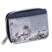 Spirit Cat on Kitten Watch Unisex Denim Purse Wallet