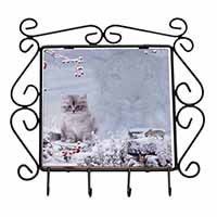 Spirit Cat on Kitten Watch Wrought Iron Key Holder Hooks