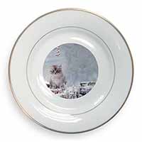 Spirit Cat on Kitten Watch Gold Rim Plate Printed Full Colour in Gift Box