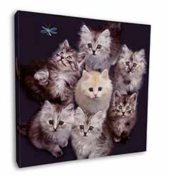 Cute Kittens+Dragonfly Square Canvas 12"x12" Wall Art Picture Print