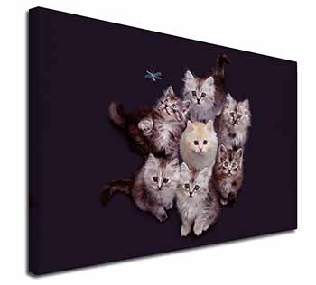 Cute Kittens+Dragonfly Canvas X-Large 30"x20" Wall Art Print