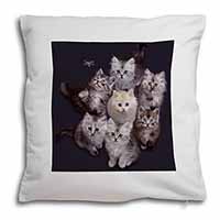 Cute Kittens+Dragonfly Soft White Velvet Feel Scatter Cushion