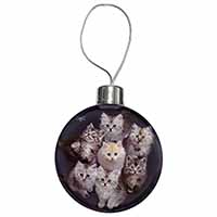 Cute Kittens+Dragonfly Christmas Bauble