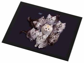 Cute Kittens+Dragonfly Black Rim High Quality Glass Placemat