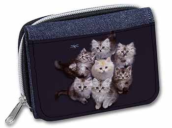 Cute Kittens+Dragonfly Unisex Denim Purse Wallet