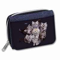 Cute Kittens+Dragonfly Unisex Denim Purse Wallet