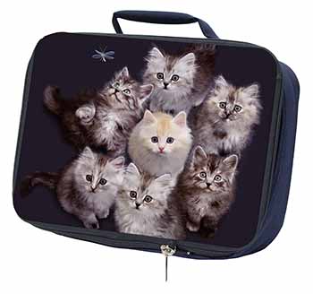Cute Kittens+Dragonfly Navy Insulated School Lunch Box/Picnic Bag