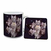 Cute Kittens+Dragonfly Mug and Coaster Set