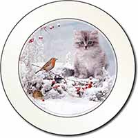 Kitten and Robin in Snow Print Car or Van Permit Holder/Tax Disc Holder