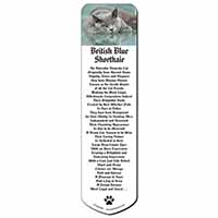 British Blue Cat Laying on Glass Bookmark, Book mark, Printed full colour