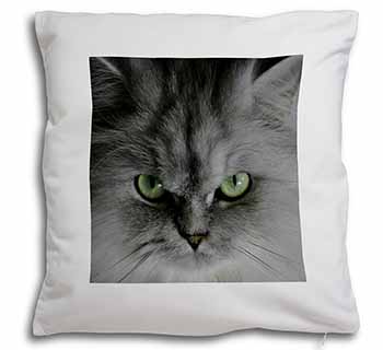 Grey Persian Cat Soft White Velvet Feel Scatter Cushion