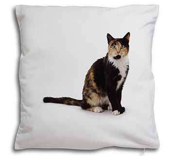 Tortoiseshell Cat Soft White Velvet Feel Scatter Cushion