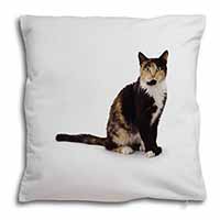 Tortoiseshell Cat Soft White Velvet Feel Scatter Cushion