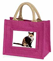 Tortoiseshell Cat Little Girls Small Pink Jute Shopping Bag