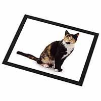 Tortoiseshell Cat Black Rim High Quality Glass Placemat