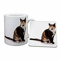 Tortoiseshell Cat Mug and Coaster Set