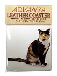 Tortoiseshell Cat Single Leather Photo Coaster